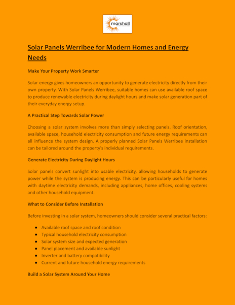 Download Solar Panels Werribee for Modern Homes and Energy Needs.pdf