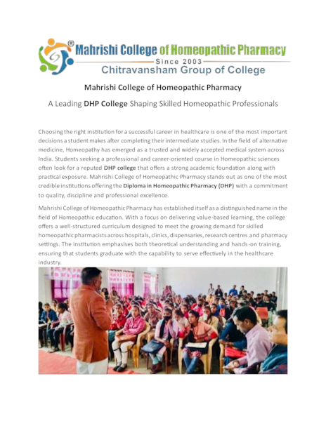 Download Dhp College – Mahrishi College of Homeopathic Pharmacy