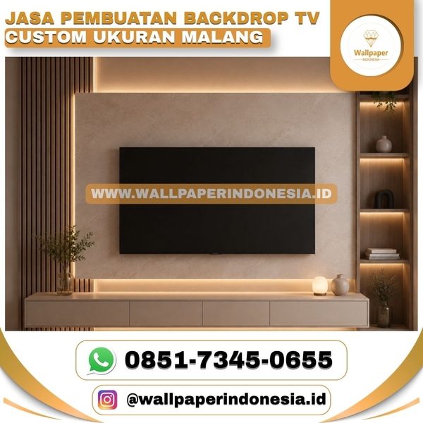 Download  JASA PEMBUATAN BACKDROP TV CUSTOM UKURAN MAL4NG