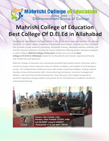Download Best College Of D.El.Ed in Allahabad – Mahrishi College of Education