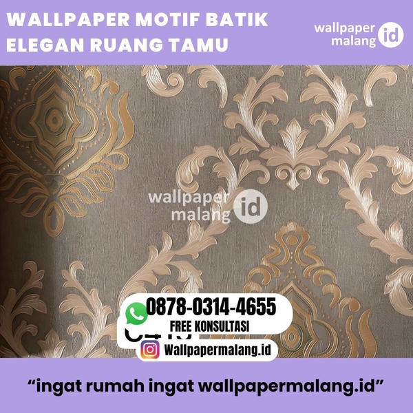 Download WALLPAPER VINYL MOTIF BATIK ELEGAN RUANG TAMU