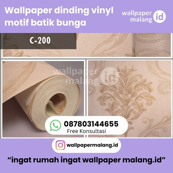 Download WALLPAPER DINDING VINYL MOTIF BATIK BUNGA