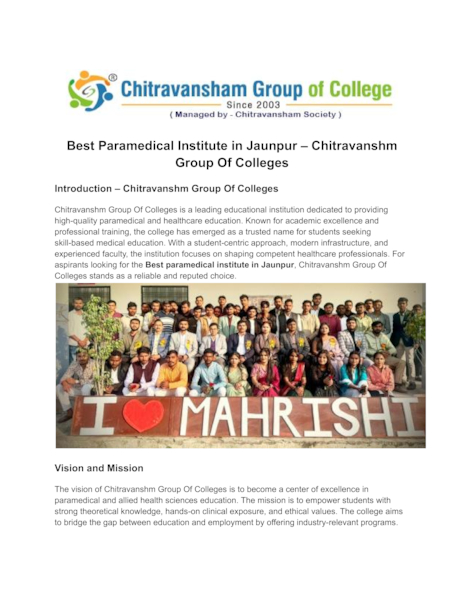 Download Best Paramedical Institute in Jaunpur – Chitravanshm Group Of Colleges
