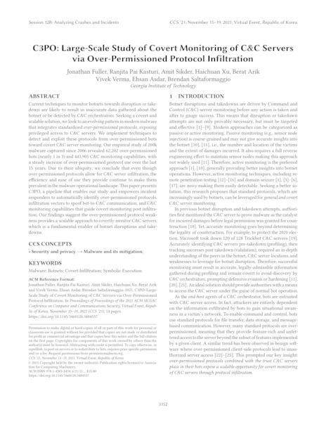 Download C3PO Large-Scale Study of Covert Monitoring of C&C Servers via Over-Permissioned Protocol Infiltration.pdf
