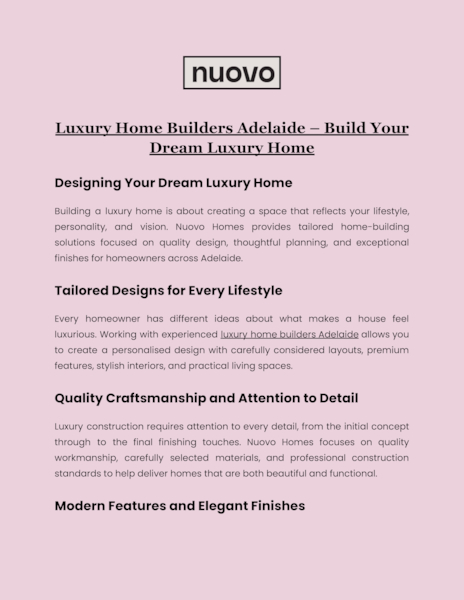 Download Luxury Home Builders Adelaide – Build Your Dream Luxury Home.pdf