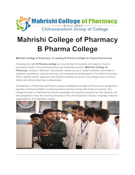 Download B Pharma College – Mahrishi College of Pharmacy