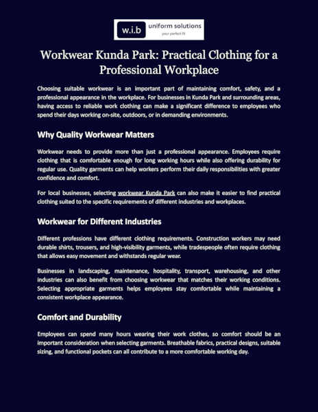 Download Workwear Kunda Park_ Practical Clothing for a Professional Workplace.pdf