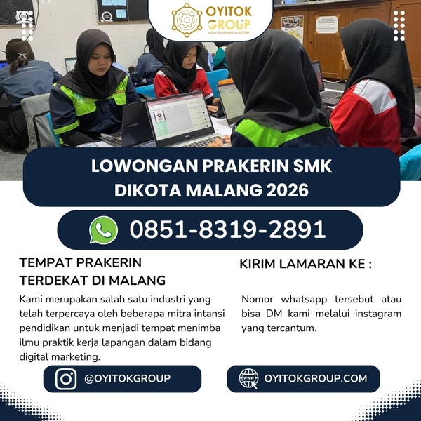 Download LOWONGAN PRAKERIN SMK DI KOTA MALANG 2026  Lagi cari Lowongan prakerin SMK di Kota Malang 2026 yang benar-benar memberikan pengalaman kerja nyata? Oyitok Group membuka pintu bagi siswa/i yang ingin belajar langsung di industri kreatif dan digital dengan si