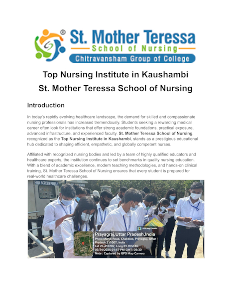 Download Top Nursing Institute in Kaushambi – St. Mother Teressa School of Nursing