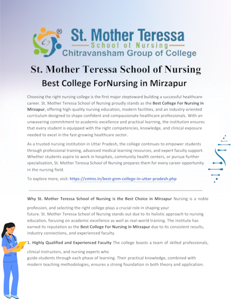 Download Good Nursing College in Jaunpur – St. Mother Teressa School of Nursing